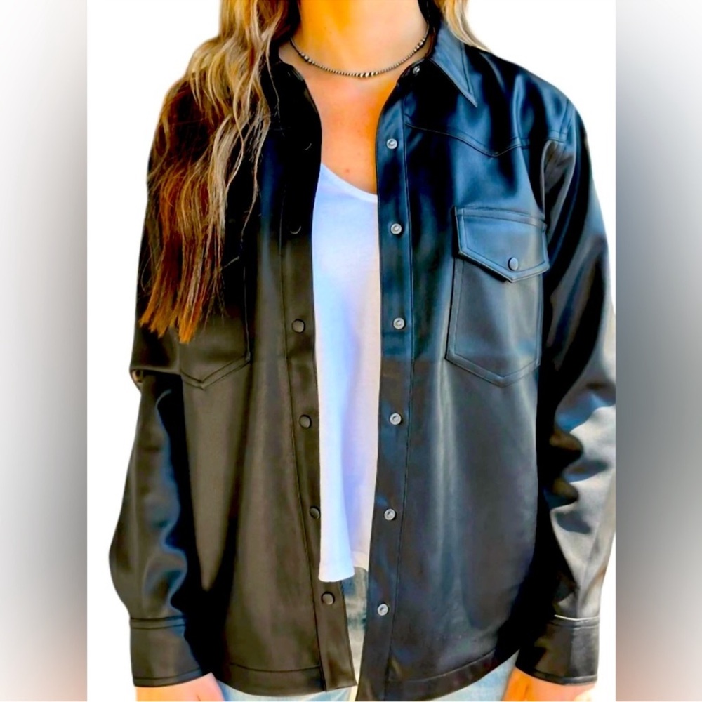 NWOT Z Supply Wes Faux Leather Shirt Jacket - Picture 2 of 4